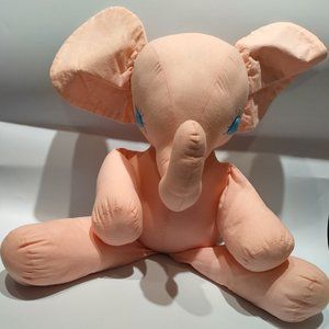 22" Handcrafted Vintage Pink Elephant Stuff Animal